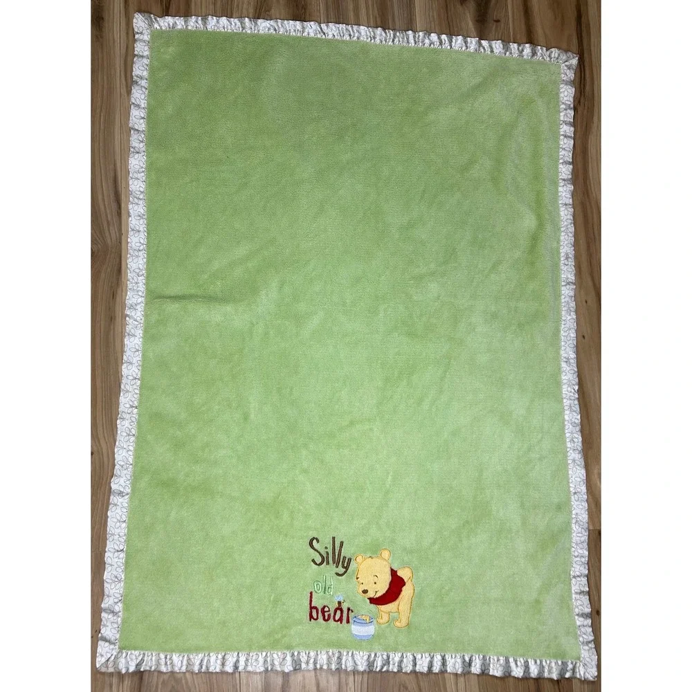 Disney Baby Blanket 30x40 Green Winnie the Pooh Silly Old Bear Fleece Classic